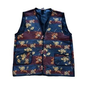 Men’s XL Western Floral Patterned Grandra Core Vest in Blue and Brown